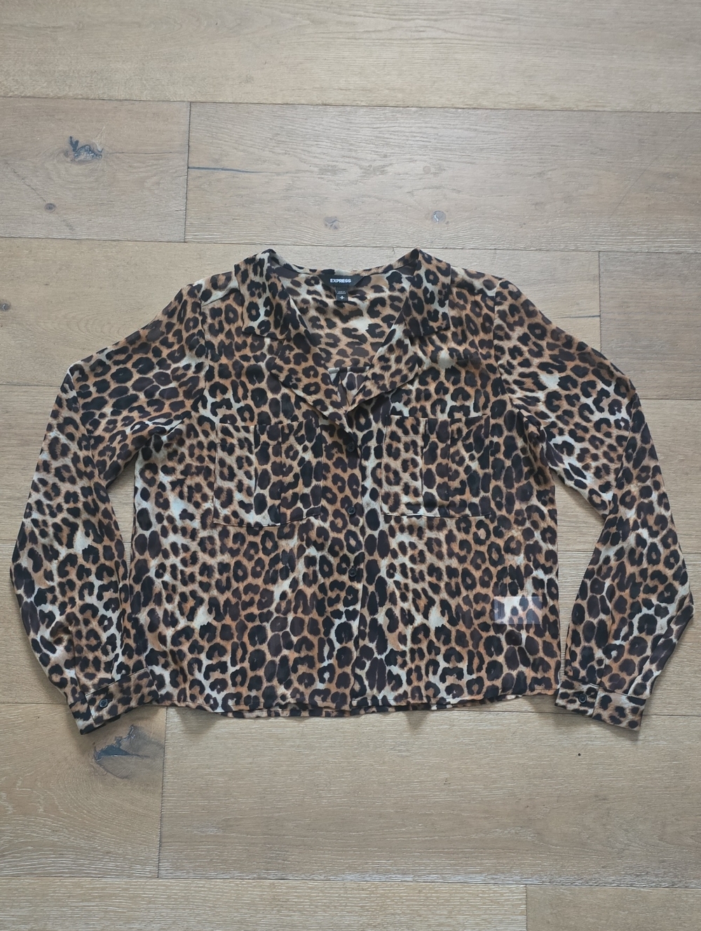 Express shear Leopard Button Down Blouse S